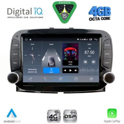 DIGITAL IQ BLG 498_CPA (7" DECK) MULTIMEDIA SYSTEM for FIAT 500 mod. 2016-2025