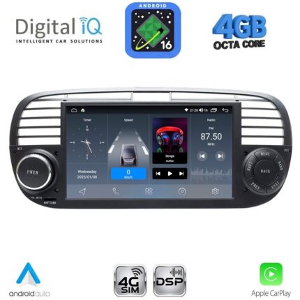 DIGITAL IQ BLG 465BL_CPA (7" DECK) MULTIMEDIA SYSTEM for FIAT 500 mod. 2007-2015 (BLACK)